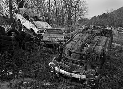 Overturned Car, Junkyard, Hindsdale, NH